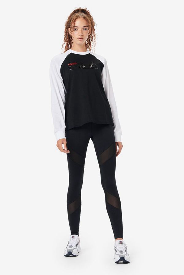 Fila Romi Raglan Sweater Women's Sweatshirts - Black/White,NZ 291-18063